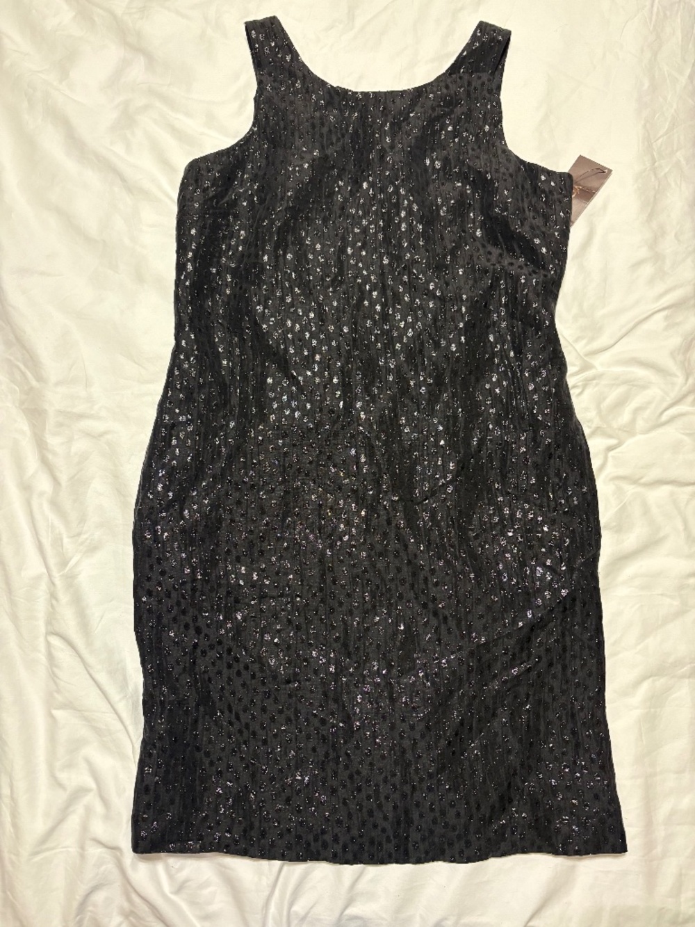 Vtg 1997 Víctor Alfaro Silk Linen Metallic Polka Dot Cocktail Dress Sz 8 NWOT